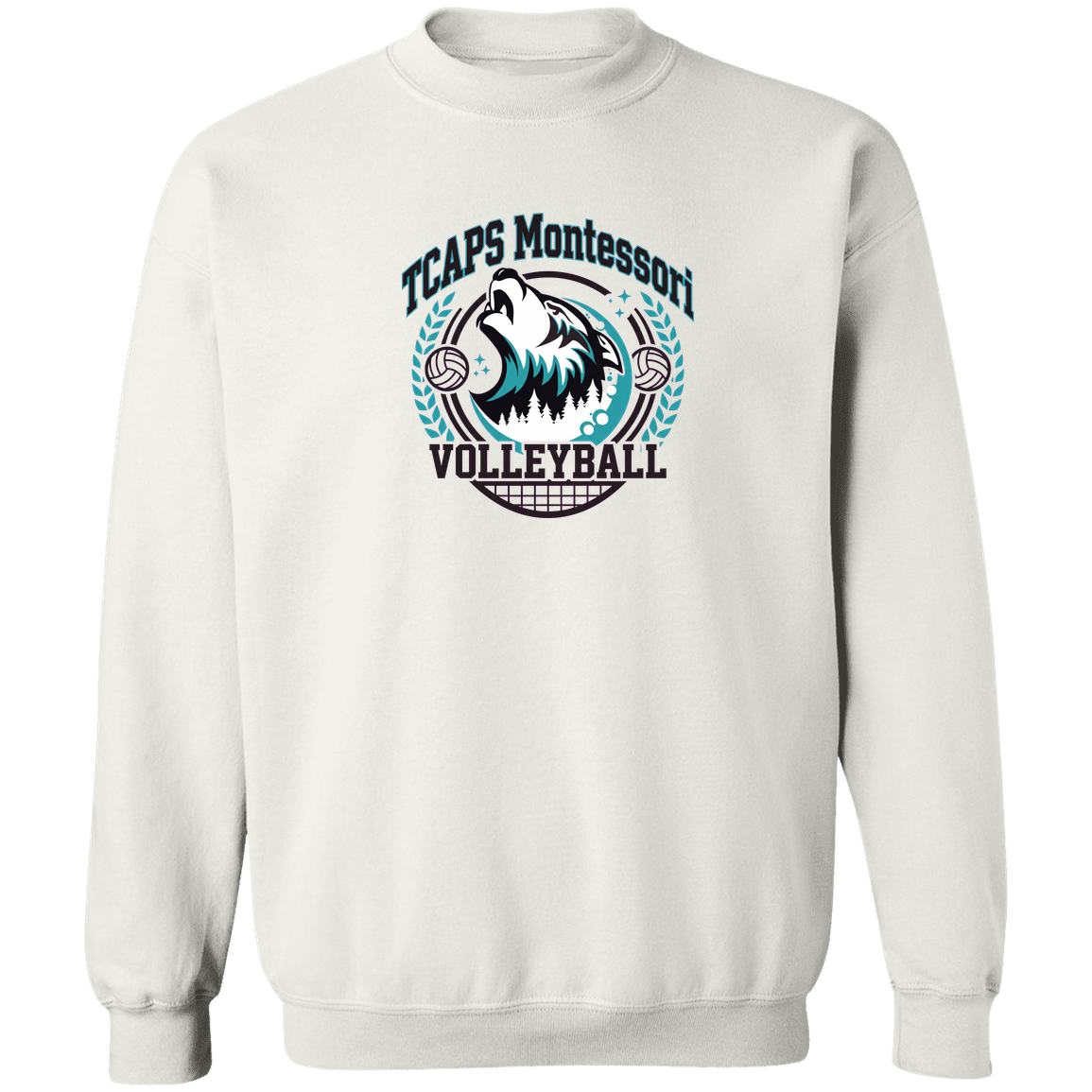 tcaps-montessori-varsity-arch-gildan-crewneck-pullover-sweatshirt — White — Front — source sha256 1d09c1b5c72a19e31028d9087c2f81554c2789e6df087dc8a668d7414a489e4b — Color position 3