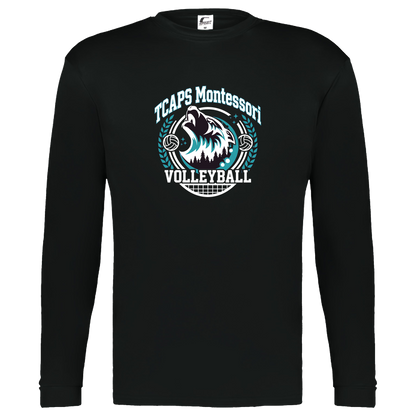 tcaps-montessori-varsity-arch-white-c2-kids-performance-long-sleeve-tee — Black — Front — source sha256 230d1764183d20165445ee5b898bb856b8255b0b4a685407c666e2e7de9bba23 — Color position 1