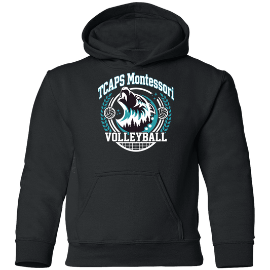 tcaps-montessori-varsity-arch-white-gildan-youth-pullover-hoodie — Black — Front — source sha256 49a920c87450f394ef6e50f86834bf17e2860fc4df450fc8a5964ee0d6106fa5 — Color position 1