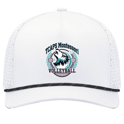 tcaps-montessori-varsity-arch-pacific-headwear-weekender-perforated-snapback-cap — White/Black — Front — source sha256 4c40b01b5a278e1d0b5912793d35dc6d3c868d8b3f57701527f6410129dcc95f — Color position 7