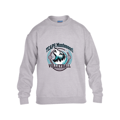 tcaps-montessori-varsity-arch-gildan-kids-heavy-blend-fleece-crew — Grey — Front — source sha256 6575d354869327ea2f4c70cb2abba014f92bfcd92eee615503751850892ca84d — Color position 3