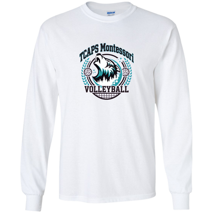 tcaps-montessori-varsity-arch-gildan-youth-ls-t-shirt — White — Front — source sha256 7cdd0291197a1d37eddd49f1fbdd9734918323625de044d8bdb2173c8b13a42c — Color position 2