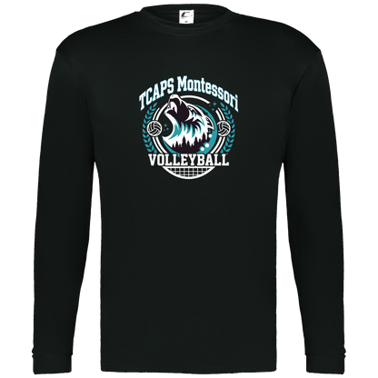tcaps-montessori-varsity-arch-white-c2-mens-performance-long-sleeve-tee — Black — Front — source sha256 97035fbbc090a8c1c79233ccadcb675c56991dd945b5f23c768a1b1194be69fe — Color position 1