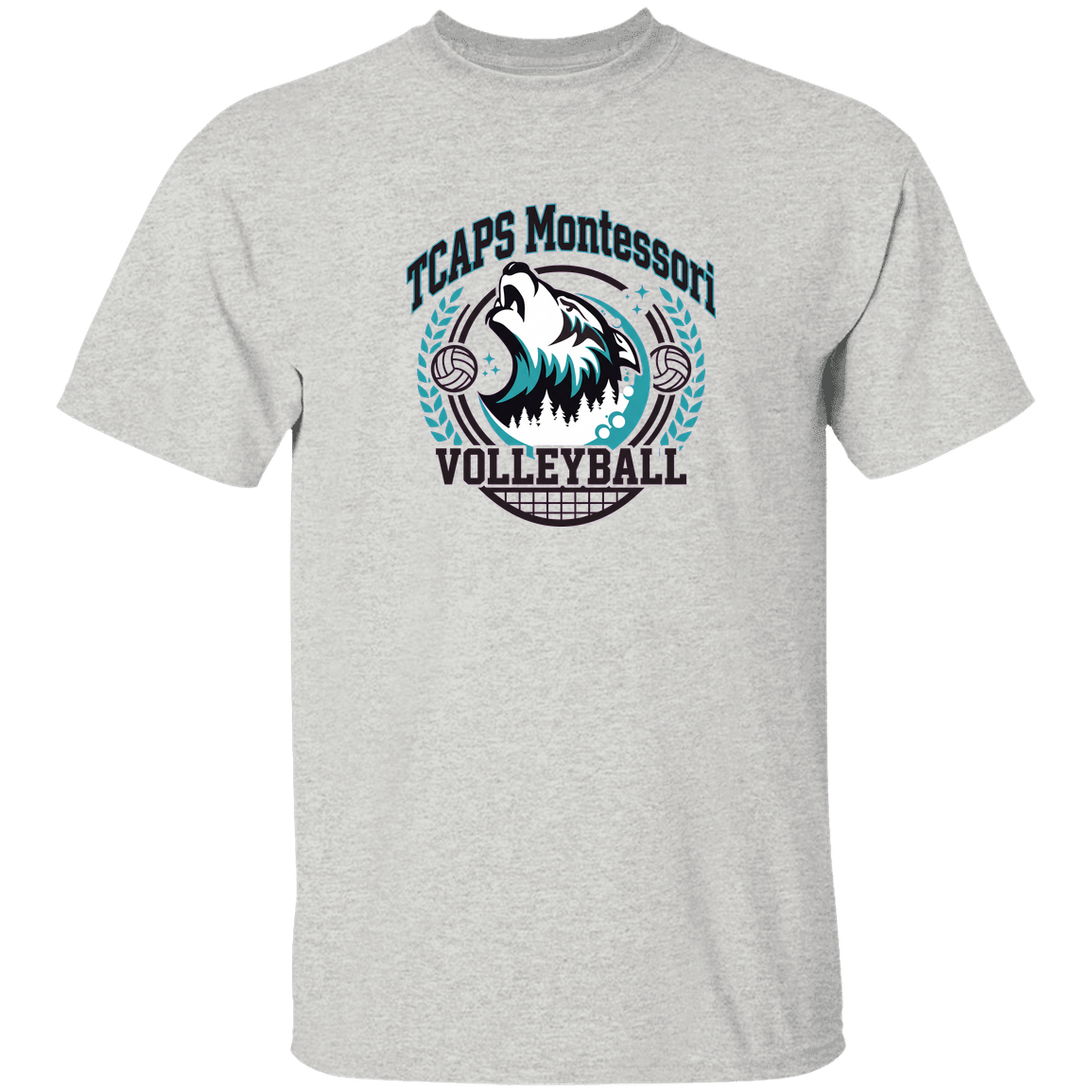 tcaps-montessori-varsity-arch-gildan-5-3-oz-t-shirt — Ash — Front — source sha256 ae5f123e81662361adbd96e3e4851f93f0aeef60fbae59e9b24a1090cd58de21 — Color position 4