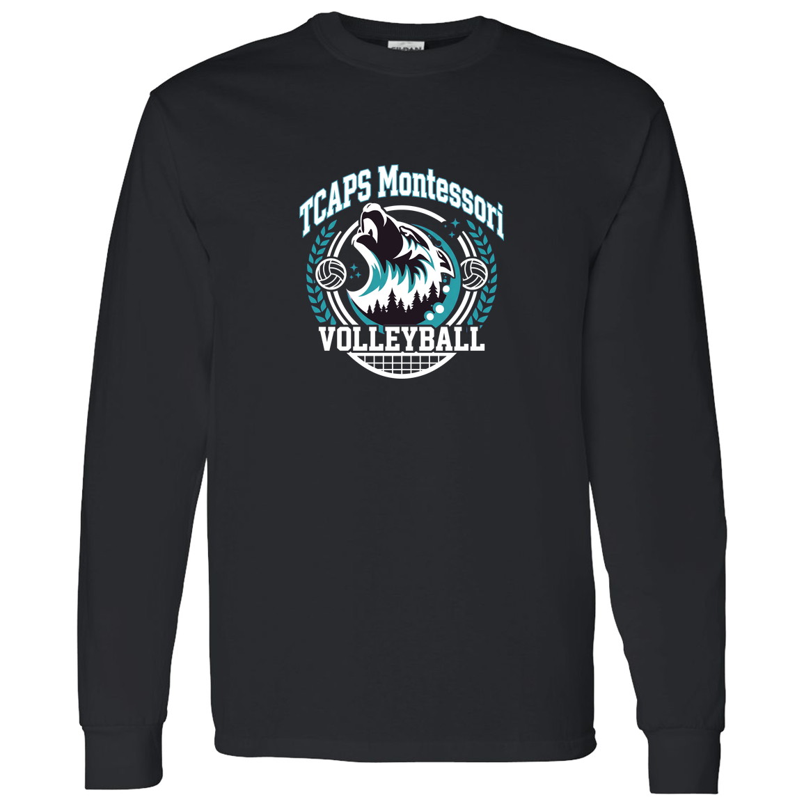 tcaps-montessori-varsity-arch-white-gildan-ls-t-shirt-5-3-oz — Black — Front — source sha256 be537778f419a9ae9659387731a51f3b3a1b3be773813af635218710d37d63e1 — Color position 2