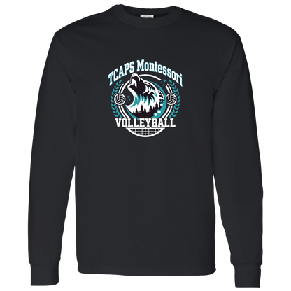 tcaps-montessori-varsity-arch-white-gildan-ls-t-shirt-5-3-oz — Black — Front — source sha256 be537778f419a9ae9659387731a51f3b3a1b3be773813af635218710d37d63e1 — Color position 2