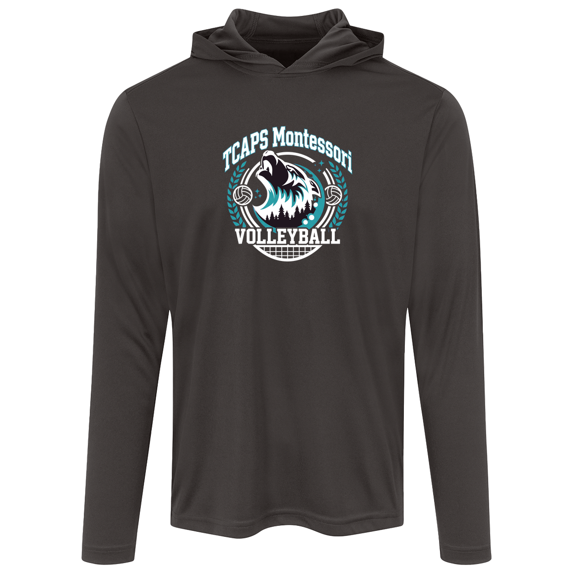 tcaps-montessori-varsity-arch-white-sport-tek-mens-competitor-hooded-tee — Iron Grey — Front — source sha256 c1c851f8266f275e8709a8b5c42d7b12a0a421f5d9660ea3e7ece70b084cc414 — Color position 2