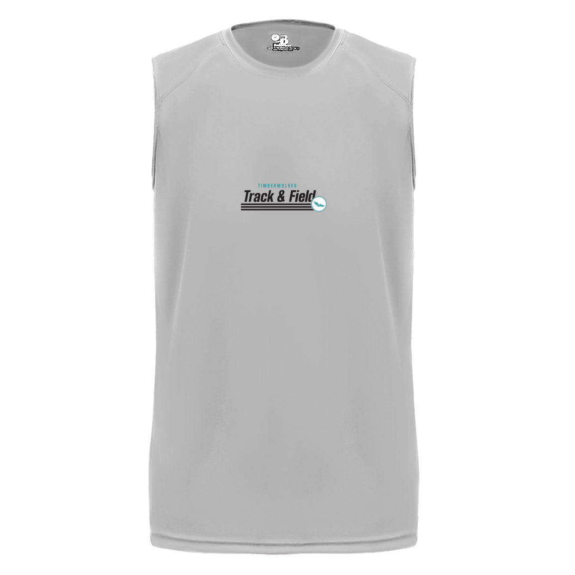 tcaps-montessori-winged-sprint-badger-b-core-sleeveless-performance-tee — Silver — Front — source sha256 1a841f7f48206439a5591e1cc65018952169d69583249af6d02e3b60d41c7b24 — Color position 3
