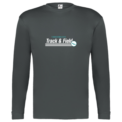 tcaps-montessori-winged-sprint-white-c2-kids-performance-long-sleeve-tee — Graphite — Front — source sha256 1e8f9e1f1b27d308026db1e56c49850f13ea4b8f7550552e59aef96f336f12dc — Color position 2