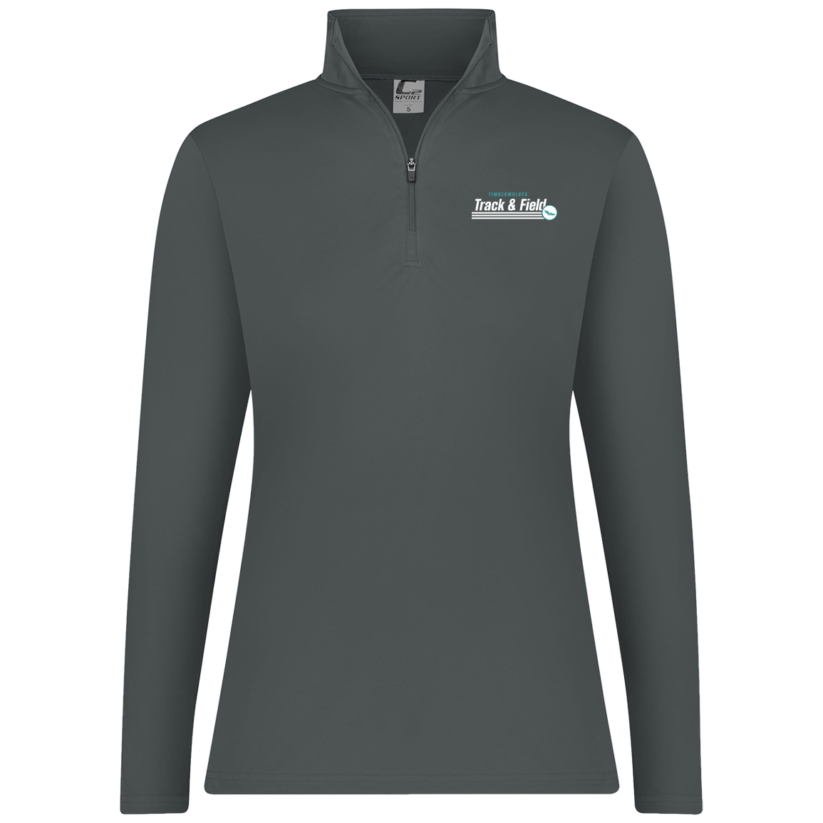 tcaps-montessori-winged-sprint-white-c2-womens-1-4-zip-pullover — Graphite — Front — source sha256 2b98e3da5967b058ea574c0bc9606ad97ecbfcba202b6162bc3e2a5d8a2e56db — Color position 2