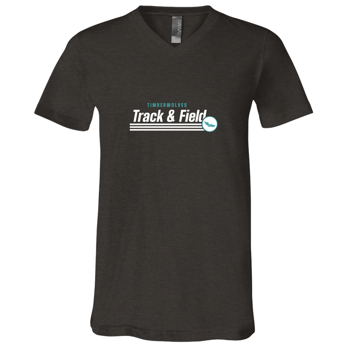 tcaps-montessori-winged-sprint-white-bella-canvas-unisex-jersey-ss-v-neck-t-shirt — Dark Grey Heather — Front — source sha256 7de1a5b296e8991838a50600d5c1a497bcd1d7a49f7441a2b0a0688acc425446 — Color position 2