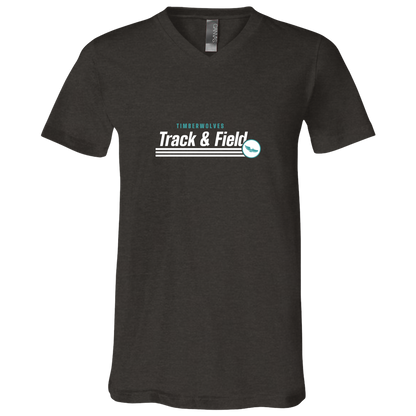 tcaps-montessori-winged-sprint-white-bella-canvas-unisex-jersey-ss-v-neck-t-shirt — Dark Grey Heather — Front — source sha256 7de1a5b296e8991838a50600d5c1a497bcd1d7a49f7441a2b0a0688acc425446 — Color position 2
