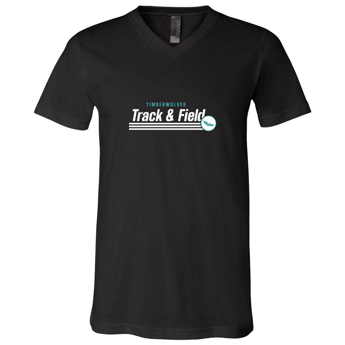 tcaps-montessori-winged-sprint-white-bella-canvas-unisex-jersey-ss-v-neck-t-shirt — Black — Front — source sha256 aa9ce4fd3312b20f63bb9fcd1891cf52cee228ba1364f9de18a004db38dcb9fe — Color position 1