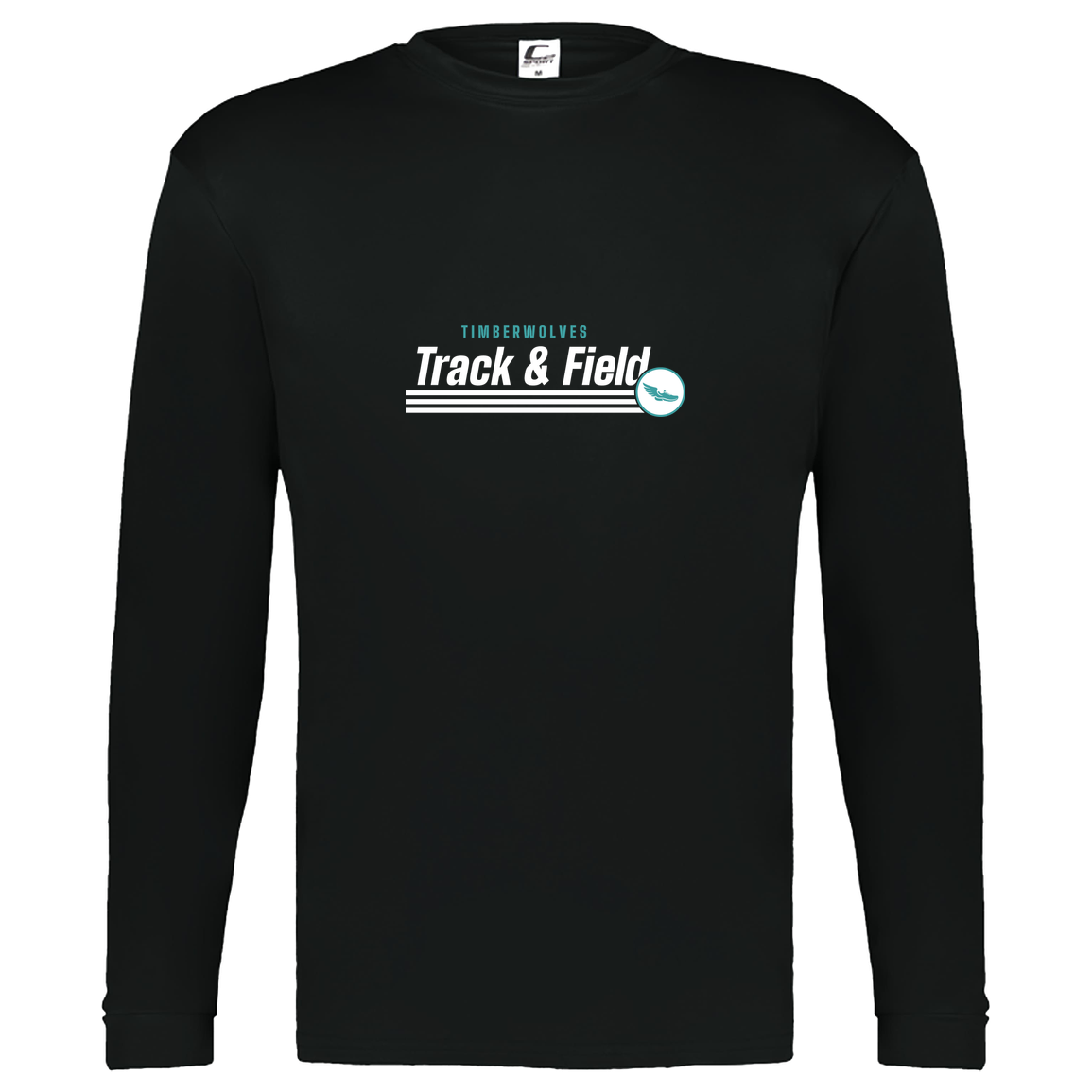 tcaps-montessori-winged-sprint-white-c2-kids-performance-long-sleeve-tee — Black — Front — source sha256 d3bc52cd97dbb3ccf07c2e336827d12d2e33b08235f900f90febb636a1ce3bd9 — Color position 1