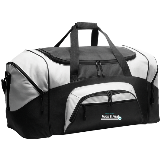 tcaps-montessori-winged-sprint-white-port-company-sport-duffel — Black/Gray — Front — source sha256 de91e9f7946c8abd08ee0bfe1db9977441d528b2b0428e5d07f4924ddb080c99 — Color position 1