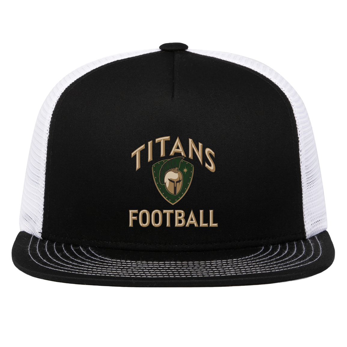 titans-tc-titans-football-basic-pacific-headwear-d-series-5-panel-trucker-snapback-cap — Black/White — Front — source sha256 5135572b5d48719b159e2ff880db1822fab99cc674385e844c63f61f796e75c1 — Color position 2