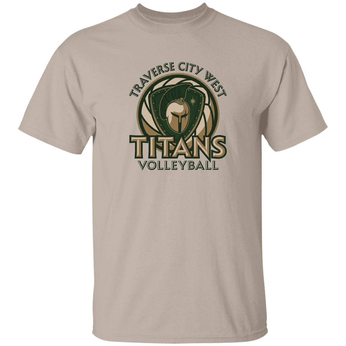 titans-volleyball-bold-mascot-gildan-5-3-oz-t-shirt — Sand — Front — source sha256 19826277b790bfb9b04a5034eb35116db3aca221fde4beb6f99d4c8aa2e28d1f — Color position 1
