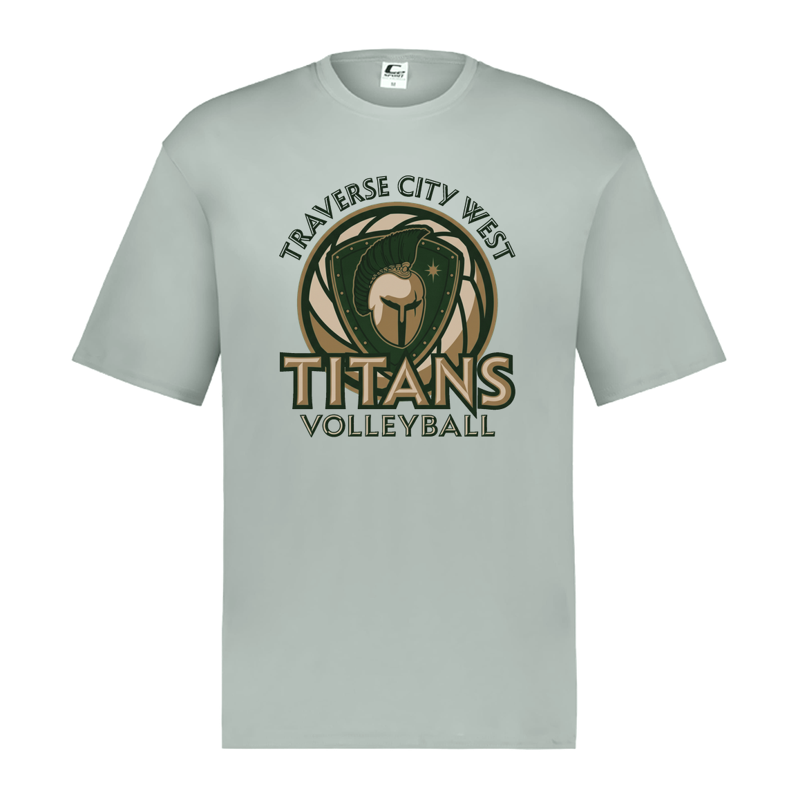 titans-volleyball-bold-mascot-c2-mens-performance-short-sleeve-tee — Silver — Front — source sha256 300f8c7b6298f83e780d00dd8dcaad29793660c9668f5ee49bbb04381a6d8baa — Color position 3