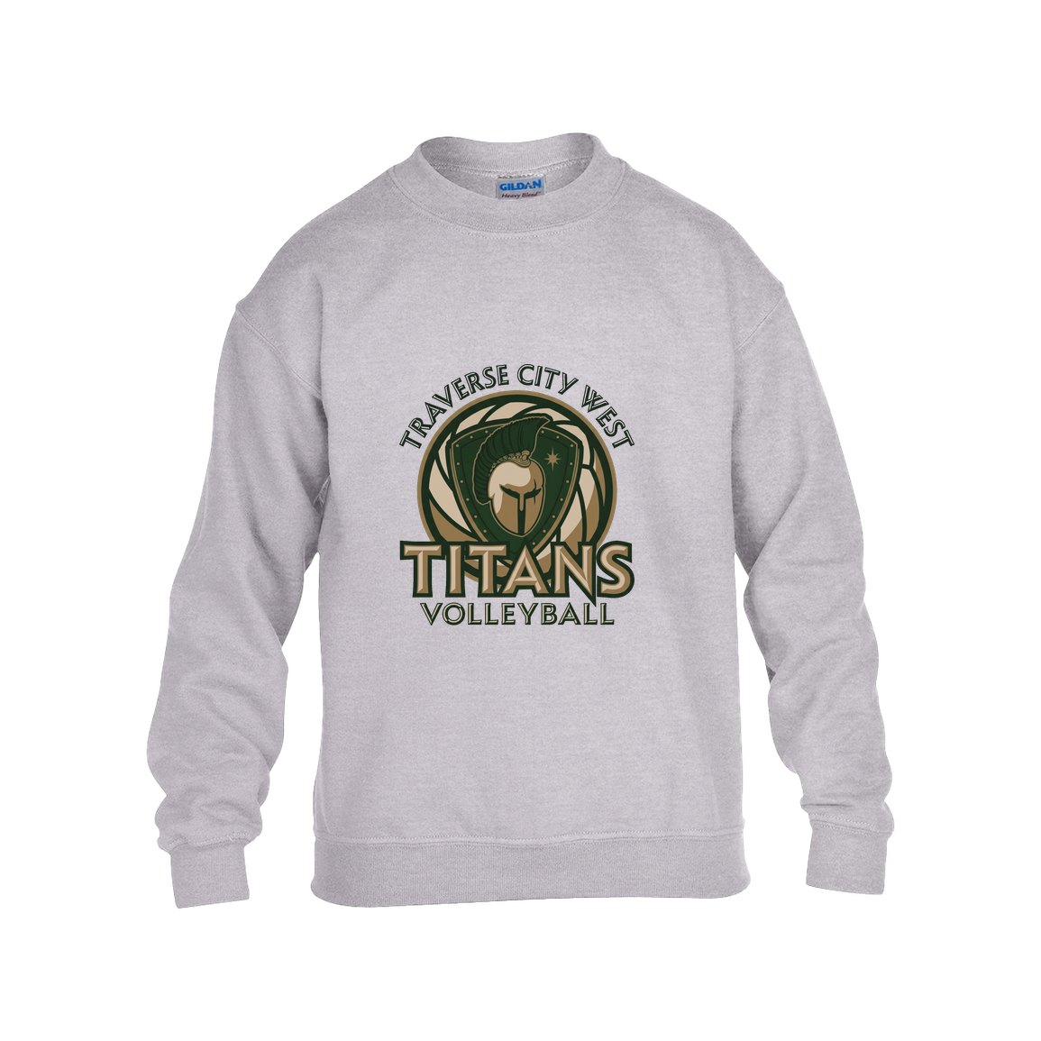 titans-volleyball-bold-mascot-gildan-kids-heavy-blend-fleece-crew — Grey — Front — source sha256 42e572e42102b113b79ec3f28dd3f7ec7ea08559d3d8f5a4759d07f3cc96e632 — Color position 3