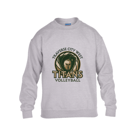 titans-volleyball-bold-mascot-gildan-kids-heavy-blend-fleece-crew — Grey — Front — source sha256 42e572e42102b113b79ec3f28dd3f7ec7ea08559d3d8f5a4759d07f3cc96e632 — Color position 3