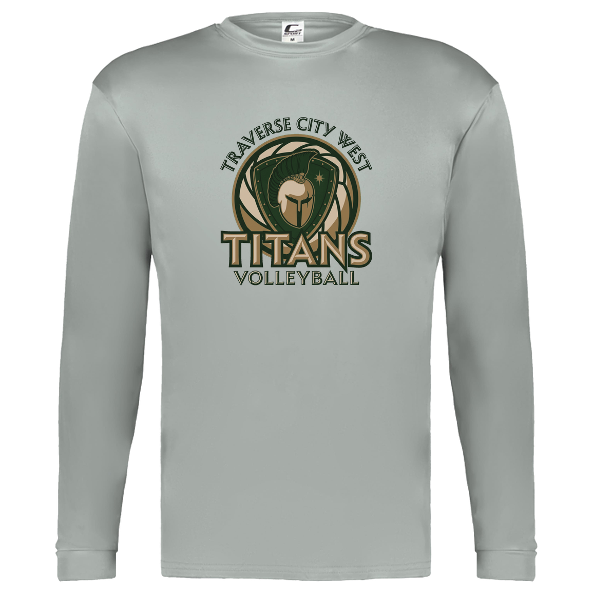 titans-volleyball-bold-mascot-c2-kids-performance-long-sleeve-tee — Silver — Front — source sha256 961ff183cb17b73dd37c078ecab07830e6487b2f7262e95b7614c056683e7a77 — Color position 3