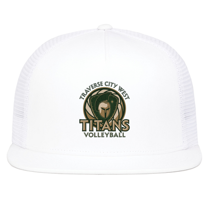 titans-volleyball-bold-mascot-pacific-headwear-d-series-5-panel-trucker-snapback-cap — White — Front — source sha256 bc6cd2aa320c3b1293ab208ddc738c7c364d02d3e848bcd7fe2665bf7301e38e — Color position 5