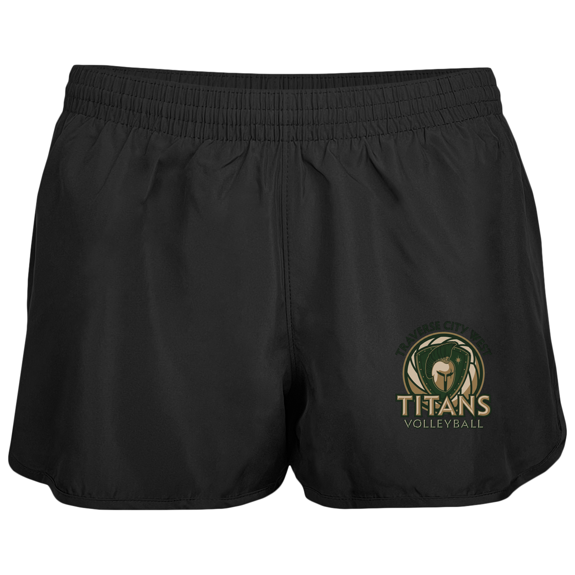 titans-volleyball-bold-mascot-augusta-ladies-wayfarer-running-shorts — Black — Front — source sha256 c231c31c8702705c0260acd68a3144c84d2f12675777b39749b0176169c78839 — Color position 1