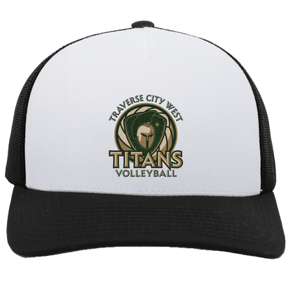 titans-volleyball-bold-mascot-pacific-headwear-5-panel-trucker-snapback-cap — White/Black — Front — source sha256 db901705ab8a5a3dac72a33f5ab067a69337501564ab2b1f86dcb3567e8533ef — Color position 5