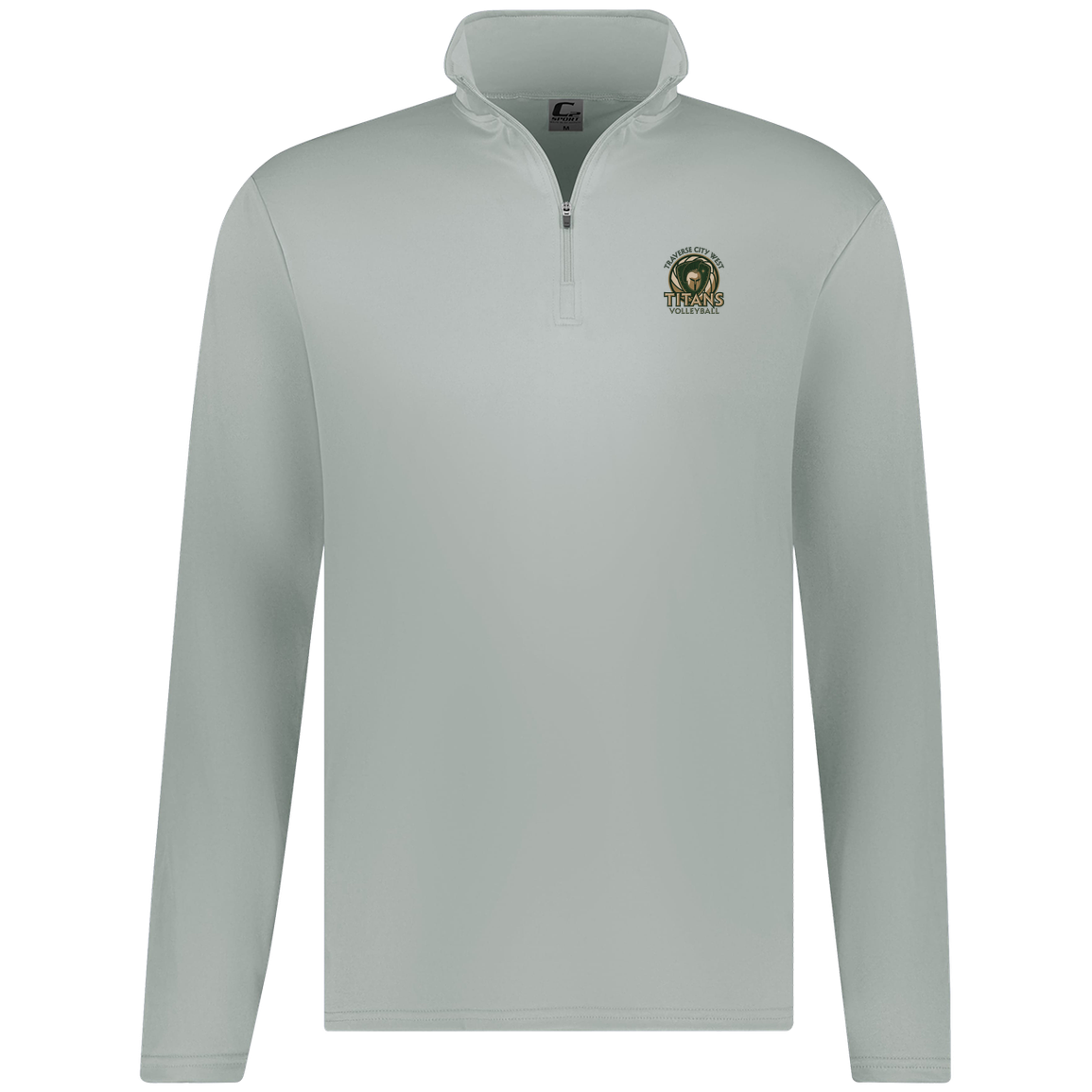 titans-volleyball-bold-mascot-c2-mens-1-4-zip-pullover — Silver — Front — source sha256 f6231b226df2d06716ad5f5b4b1023025e25141a2045991e64e036cfdd81d79e — Color position 2